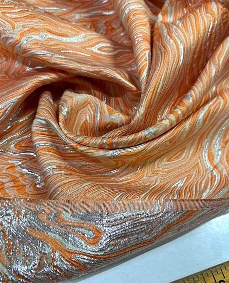 Жаккард оранжевая волна