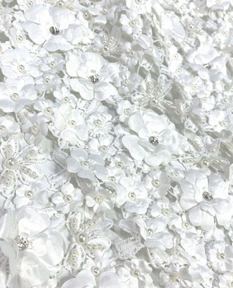 Кружево "Валентино" объемный цветок белое Кружево "Валентино" объемный цветок белое