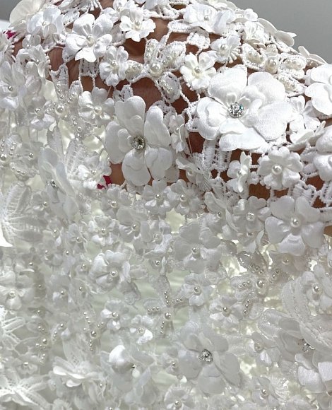 Кружево "Валентино" объемный цветок белое Кружево "Валентино" объемный цветок белое